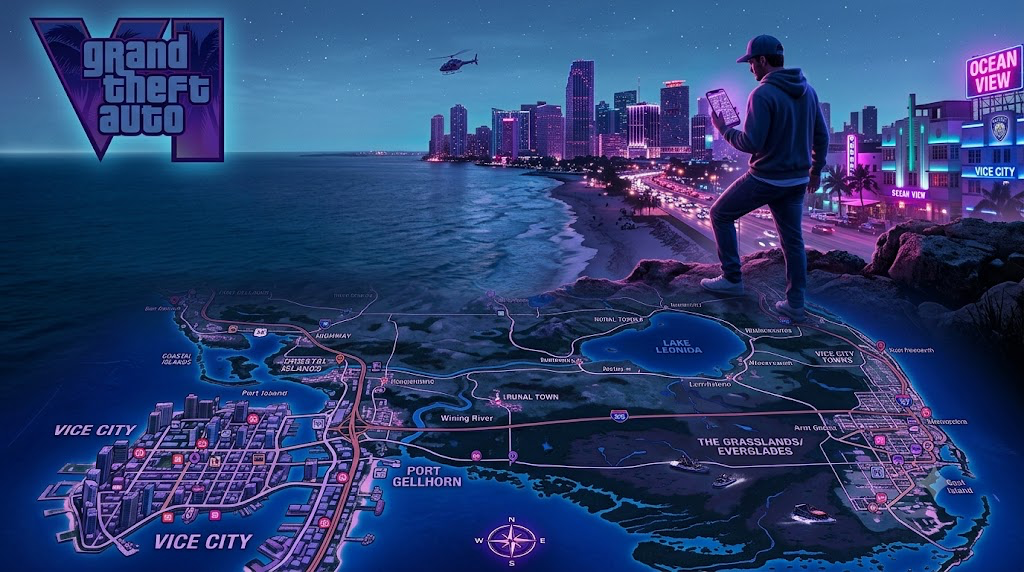 GTA VI: הדלפה חדשה חושפת את גודל המפה המלא